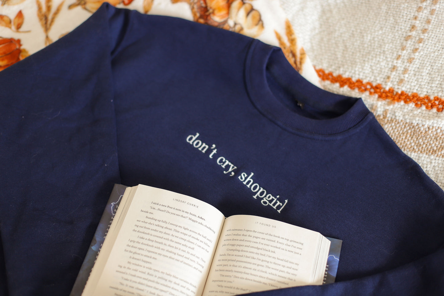Don't Cry, Shopgirl Sweatshirt (Navy Blue)